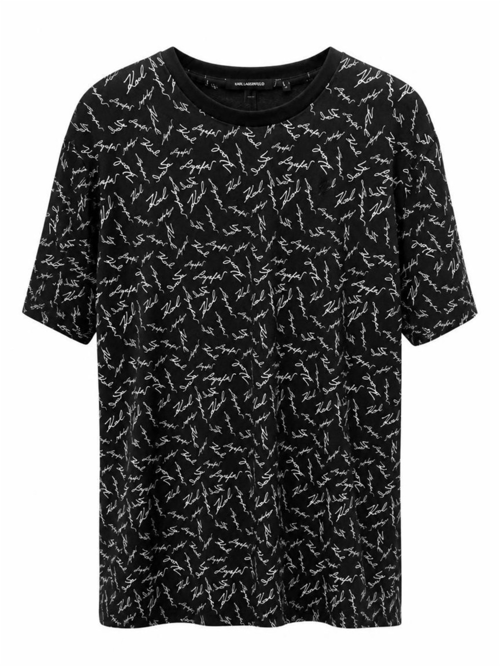Men’s Karl Lagerfeld Black T-Shirt with White Script Print